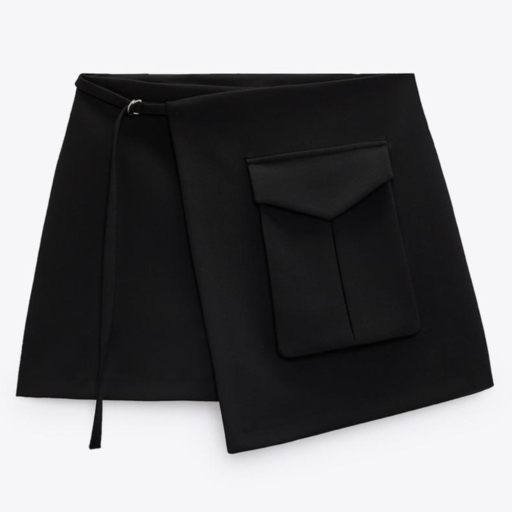 Zara Black Asymmetric Cargo Skort